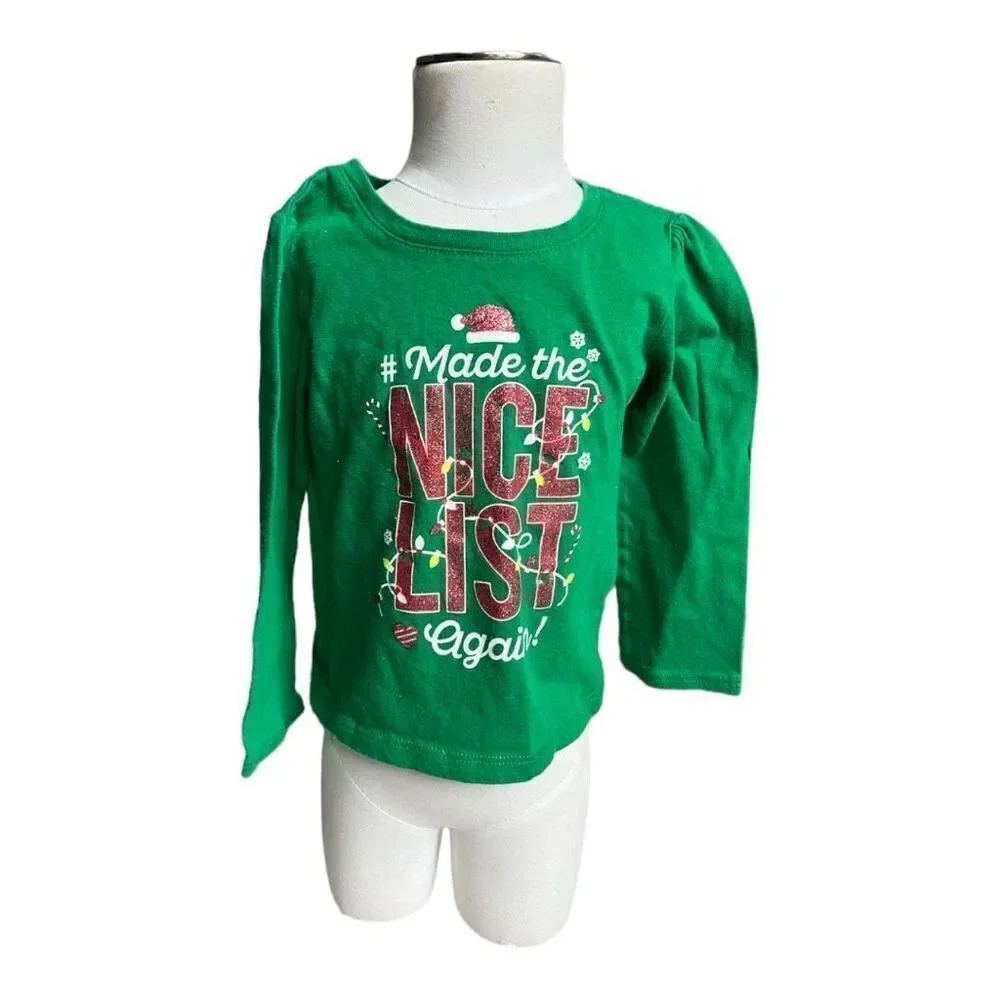 Baby Girls The Childrens Place Made the Nice List LS Graphic Tee Shirt  18-24 mo